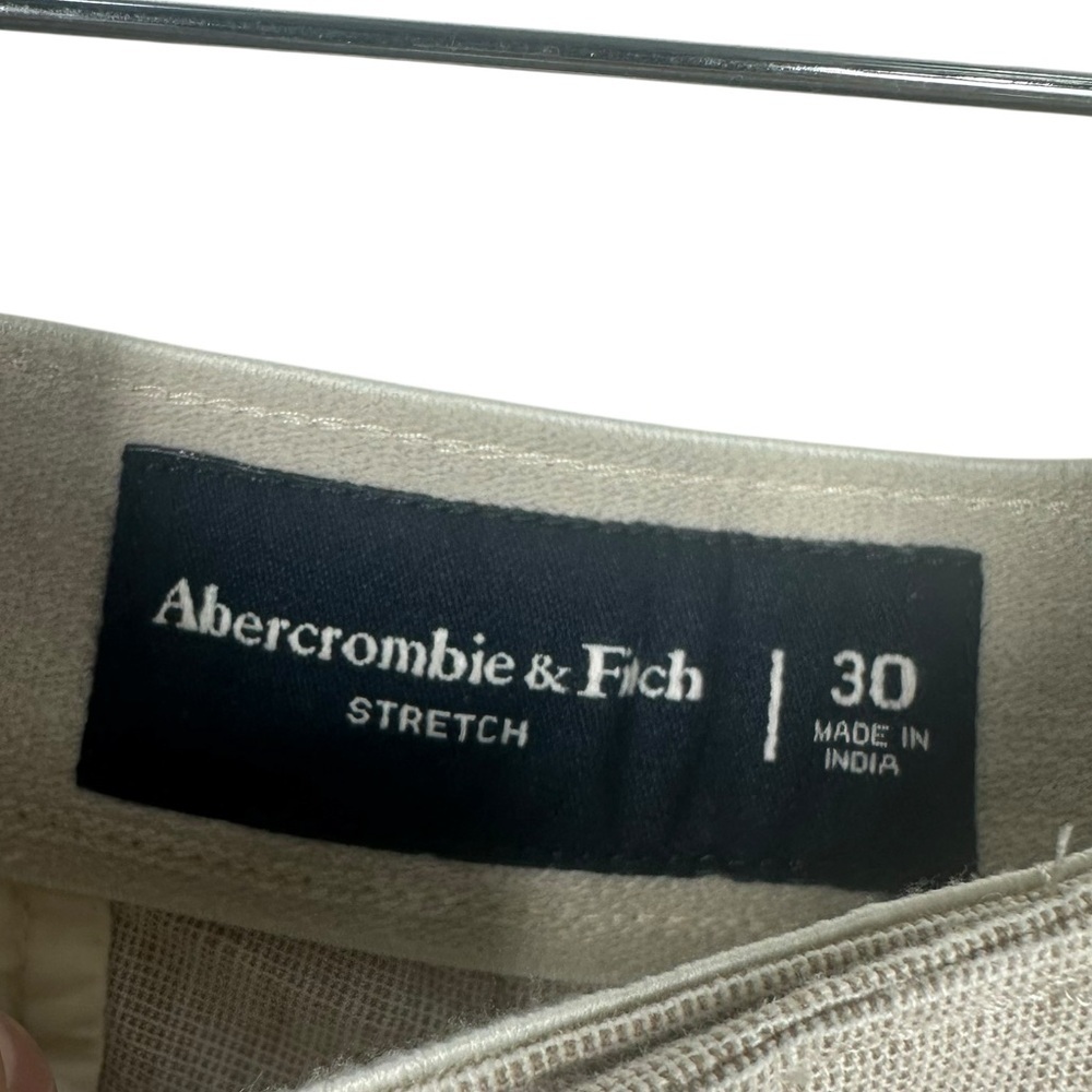 ABERCROMBIE & FITCH 7" Plain Front Shorts Tan Cotton/Linen Comfort Band - Picture 2 of 8